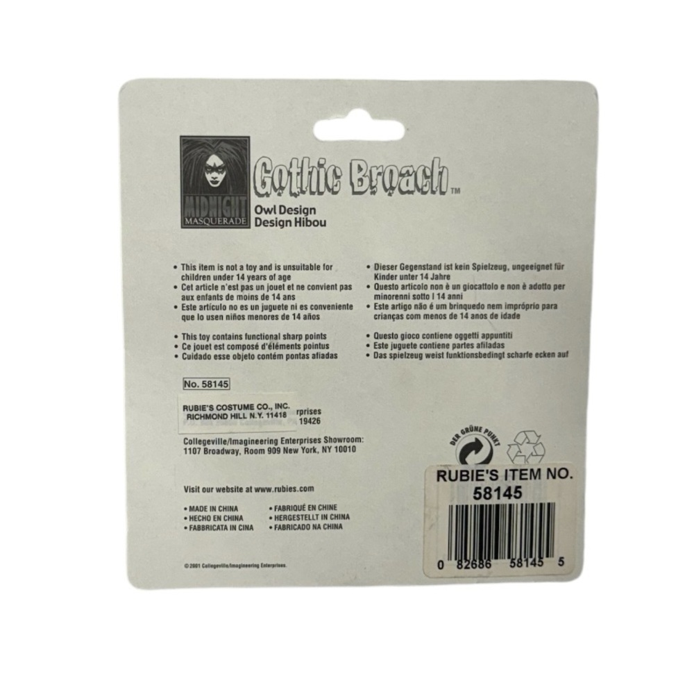 Rubie’s gothic broach / brooch pin. Owl style broach pin brand new in packaging! - Picture 3 of 6
